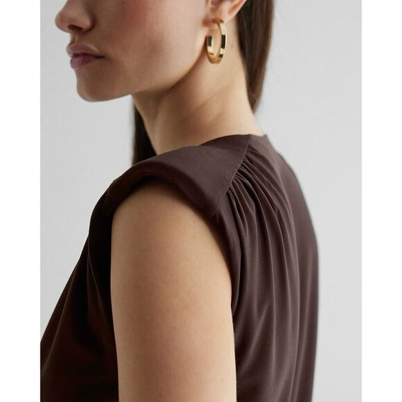Express Women’s Skimming Padded Shoulder O-Ring Boxy Tank Brown Size XL NWT $58 - Picture 5 of 16